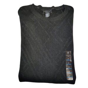 Men's XLG Metallic Knit Sweater Black Gunmetal NWT LT